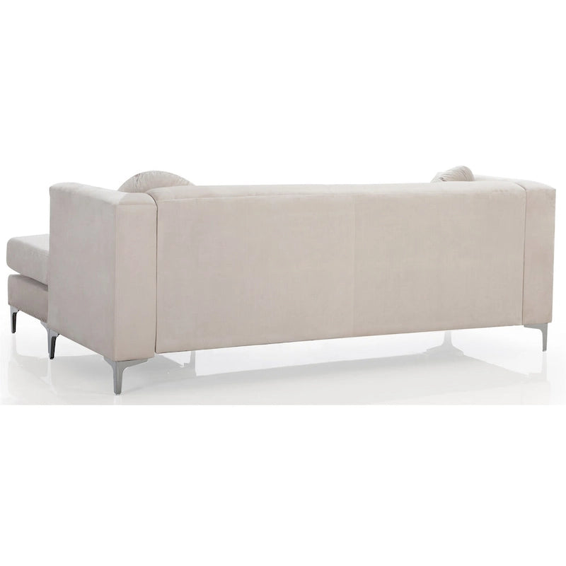 83 in. Tufted Velvet Sectional with 2-Throw Pillow - 83L x 58W x 31H