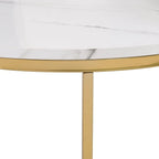Modern Round Nesting Coffee Table with Marbling Top Design and Gold Base