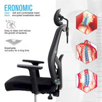 High Back Mesh Office Chair Adjustable Headrest, Armrest, Rolling Swivel Reclining Chair