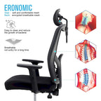 High Back Mesh Office Chair Adjustable Headrest, Armrest, Rolling Swivel Reclining Chair