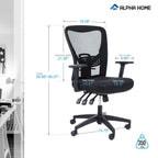 High Back Mesh Office Chair Adjustable Headrest, Armrest, Rolling Swivel Reclining Chair