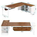 70.8 Executive Desk with 55 File Cabinet, Large L-Shaped Office Computer Desk with Storage Shelves and Cabinet