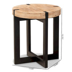 Natural Brown Finished Wood and Black Finished Metal End Table