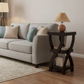 Side End Table with Curved Legs and Storage Shelfs, Espresso
