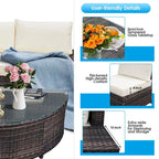 Wicker Furniture Sectional Sofa w/ Cushions Off White - See details