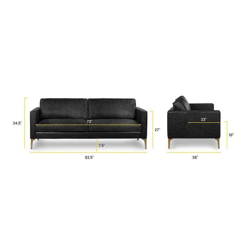 82.5 Sofa - Full Grain Genuine Italian Leather