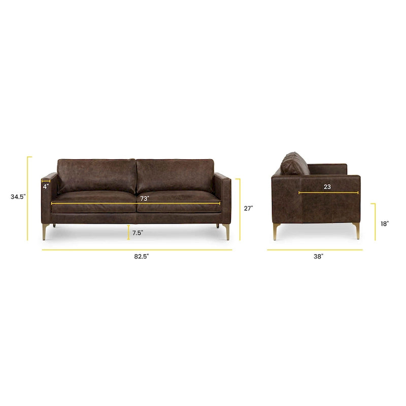 82.5 Sofa - Full Grain Genuine Italian Leather