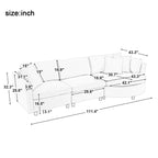 Modern Cushioned Sofas with 3 Pillows and Curved Seat
