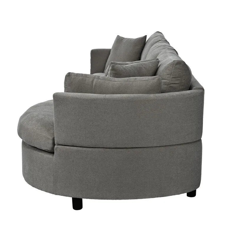 Modern Cushioned Sofas with 3 Pillows and Curved Seat