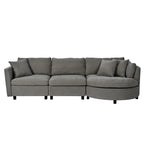 Modern Cushioned Sofas with 3 Pillows and Curved Seat