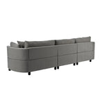 Modern Cushioned Sofas with 3 Pillows and Curved Seat