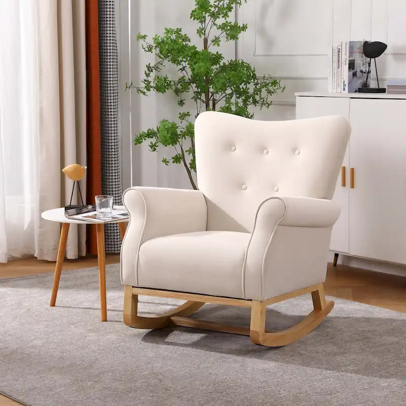 GEITIN High Back Rocking Chair with Tufted Back