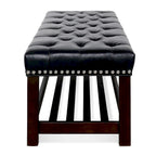 Wooden Base Upholstered Bench for Bedroom for Entryway,60 with Nailhead Trim and Shelf