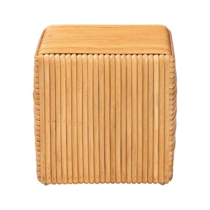 Bohemian Light Honey Rattan Footstool
