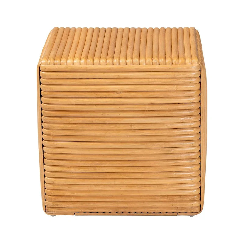 Bohemian Light Honey Rattan Footstool