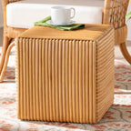 Bohemian Light Honey Rattan Footstool