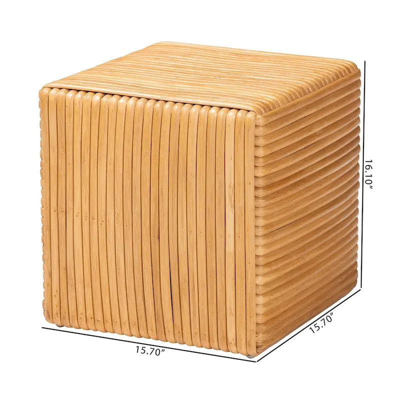 Bohemian Light Honey Rattan Footstool
