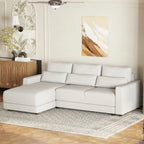 L-shaped Modular Sectional Sofa with Removable Back Cushions and 3 Pillows