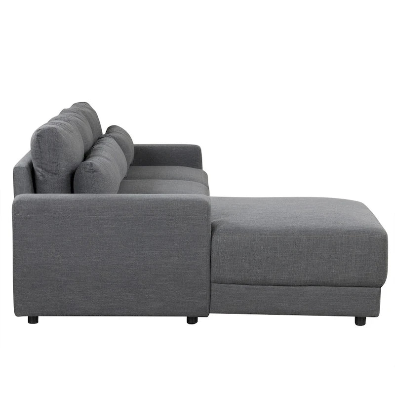 L-shaped Modular Sectional Sofa with Removable Back Cushions and 3 Pillows