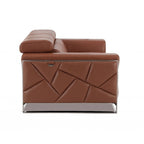 75 Camel And Silver Italian Leather Loveseat