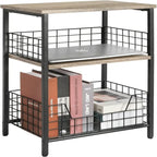 Industrial Retro Side Table Nightstand Storage Shelf - 11.8D x 15.7W x 25H