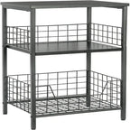 Industrial Retro Side Table Nightstand Storage Shelf - 11.8D x 15.7W x 25H