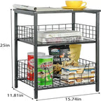 Industrial Retro Side Table Nightstand Storage Shelf - 11.8D x 15.7W x 25H