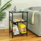 Industrial Retro Side Table Nightstand Storage Shelf - 11.8D x 15.7W x 25H
