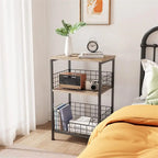 Industrial Retro Side Table Nightstand Storage Shelf - 11.8D x 15.7W x 25H