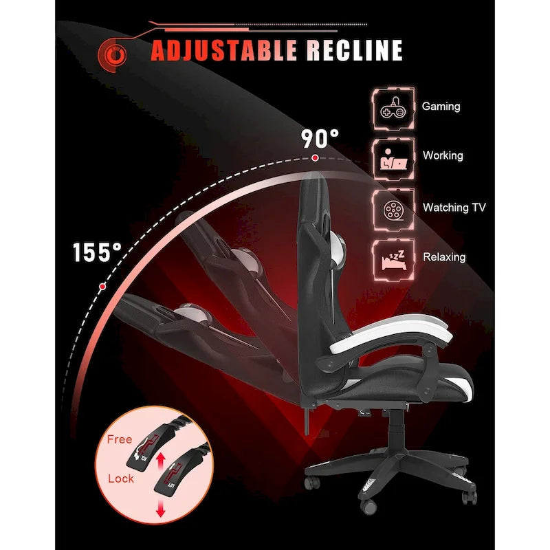 RGB Gaming Chair with LED Lights and Ergonomic Computer Chair