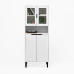 Tall Storage Show Cabinet with 2 Glass Display Door & 2 Doors