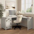 60W L Shaped Desk with Storage Cabinet