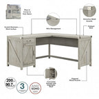 60W L Shaped Desk with Storage Cabinet