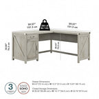 60W L Shaped Desk with Storage Cabinet