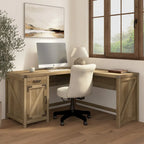 60W L Shaped Desk with Storage Cabinet
