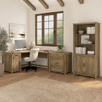 60W L Shaped Desk with Storage Cabinet