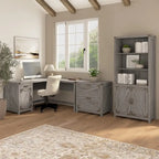 60W L Shaped Desk with Storage Cabinet